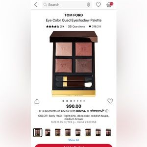 Tom Ford “body heat” eyeshadow quad palette BRAND NEW